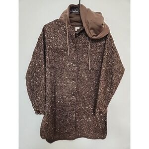 Women's A Peach Buckle Tweed Hooded Trench Jacket XS Brown NWT